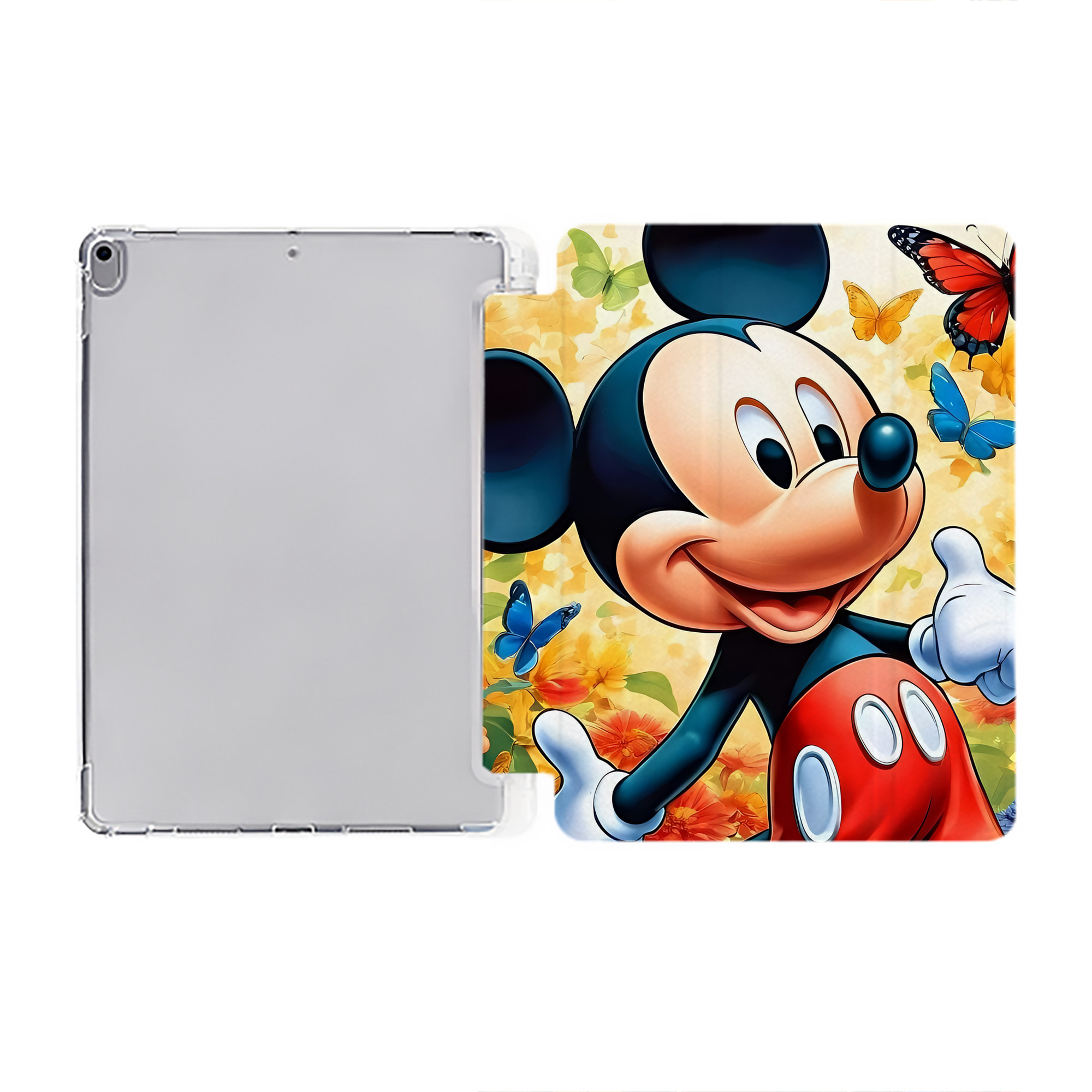（画像用） ミッキーマウス Mickey Mouse IPad ケース ペン収納付き 三つ折りスタンド PUレザー×シリコン 対応機種9.5/10.5/10.9インチ